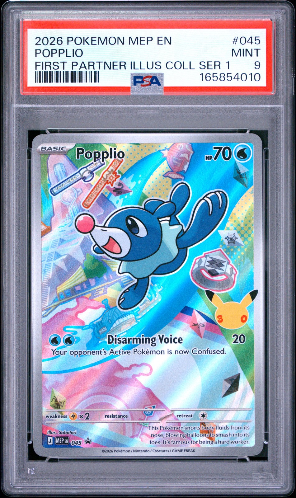 2026 POKEMON FIRST PARTNER ILLUSTRATION COLLECTION PROMO #045 POPPLIO PSA 9