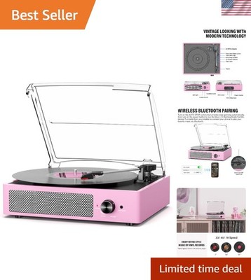 Vinyl Record Player with 2 Stereo Speakers Belt-Driven Vintage Turntables 3 S...