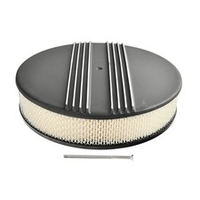 14x3 Half Finned Round Aluminum Black Air Cleaner Kit W Filter Element