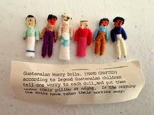 6 - Guatemalan Worry Dolls - Hand Crafted - Approx. 1"