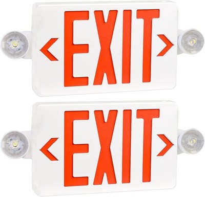 2Pack LED Exit Sign lamp & Emergency Light   Dual LED Lamp UL-94 Fire Resistance