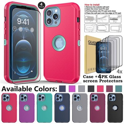 For iPhone 13 Pro Max Case 4 Screen Protector Cover Rugged Heavy Duty Shockproof