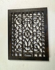 ANTIQUE EARLY 1900s ORNAMENTAL CAST IRON FLOOR GRATE 18" X 14" free shipping