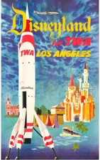 1955 Disneyland TWA Travel Poster Art Print David Klein Retro Wall Decor