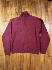Nautica Red 100 Wool 1/4 Zip Pullover Sweater Men  s Medium