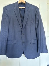 Jos A Bank Blazer Sportcoat Mens 42 Traveler Tailored Fit Blue Check Wool Coat