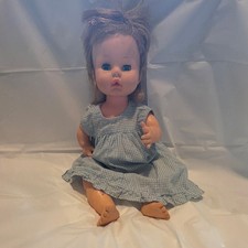 Baby Doll Blue Sleep Eyes Light Brown Straight Hair Blue Dress, Removable