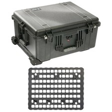 Pelican 1610 Watertight Hard Case with Cubed Foam  Wheels - Black with Pelican