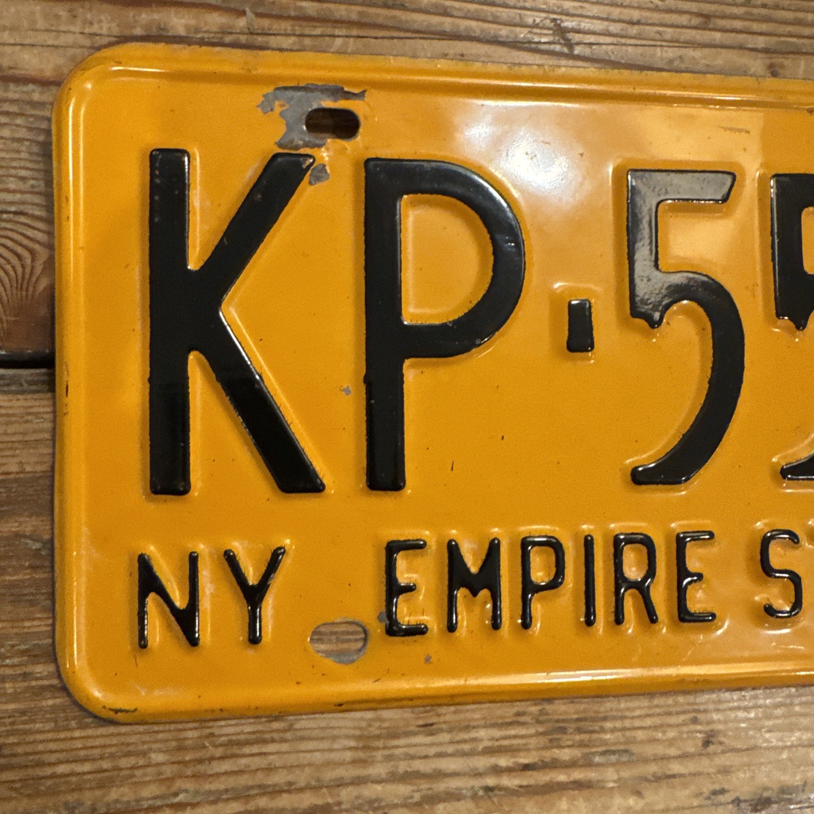 Vintage 1962 New York License Plate Cooperstown ⚾️ Otsego Co # KP 5552. Triple 5