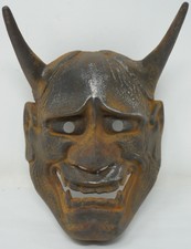 Maschera giapponese Hannya-Demon maschera stile Iron Noh firmata originale...