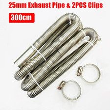 1set 3m Diesel Heater Exhaust Pipe 25mm Stainless Tube Kit Clamps - New