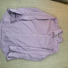 Charles Tyrwhitt Dress Shirt Mens 16.5 34/35 Purple Gingham Slim Fit Non Iron