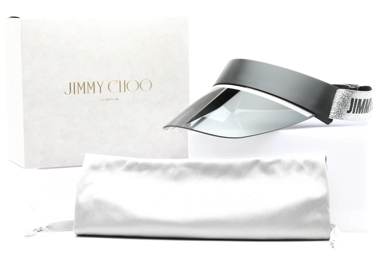 Jimmy Choo Pink Glitter Strap Visor with Black Shield NEW JIMMY CHOO SILVER PINK GLITTER ANKLE STRAP HIGH HEEL  main image 2