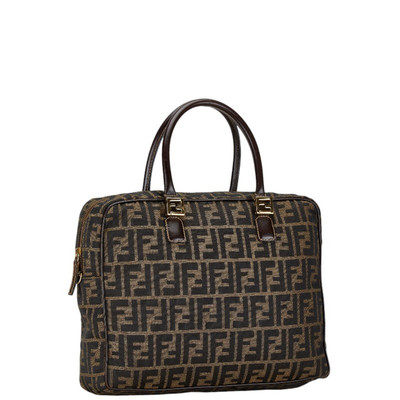 FENDI ZUCCA BAG SHOULDER BROWN CANVAS LEATHER WOMEN'S FENDI ZUCCA BAG SHOULDER BROWN CANVAS LEATHER WOMEN'S