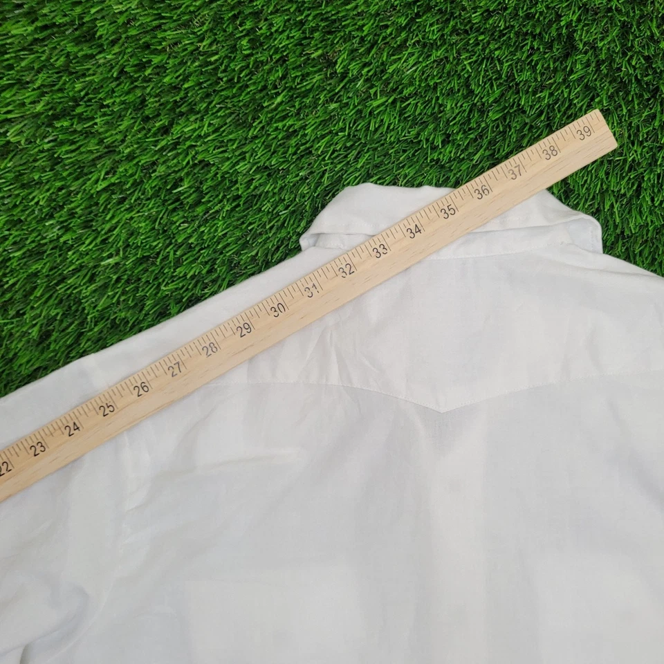 Vintage 80s Sear Western Hippie Shirt Large 16.5 22x32 White - Image 3 of 4