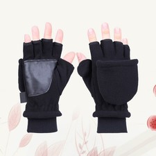 Adult Half Finger Double Layer Gloves Windproof Keep Screen Gloves