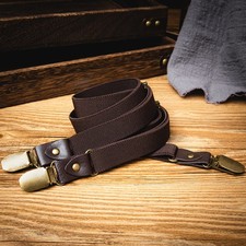 Vintage 3 Clips Non-slip Stretchy Braces Suspenders Straps Clip Adult Y-shape