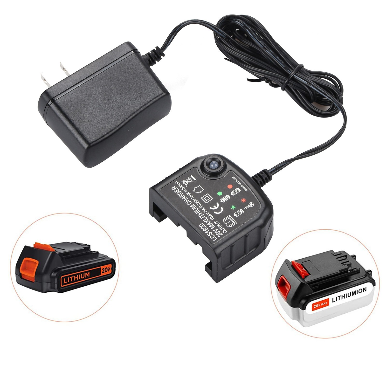 1 PC 20V Black Lithium-Ion Battery Charger Fit For Black and Decker Battery