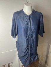 Vintage DKNY Blue Denim Shift Dress Size 8 US 4 UK 8 Pocket Detail