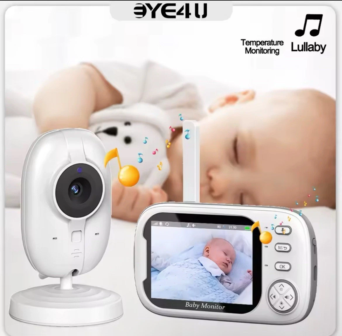 ABM600 Video Baby Monitor 3.5 Inches LCD 2.4G Mother Kid Two-way Audio Babysi…