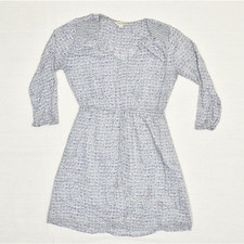 Lucky Brand Fit & Flare Dress Viscose Gray Size S V Neck Floral Long Sleeve