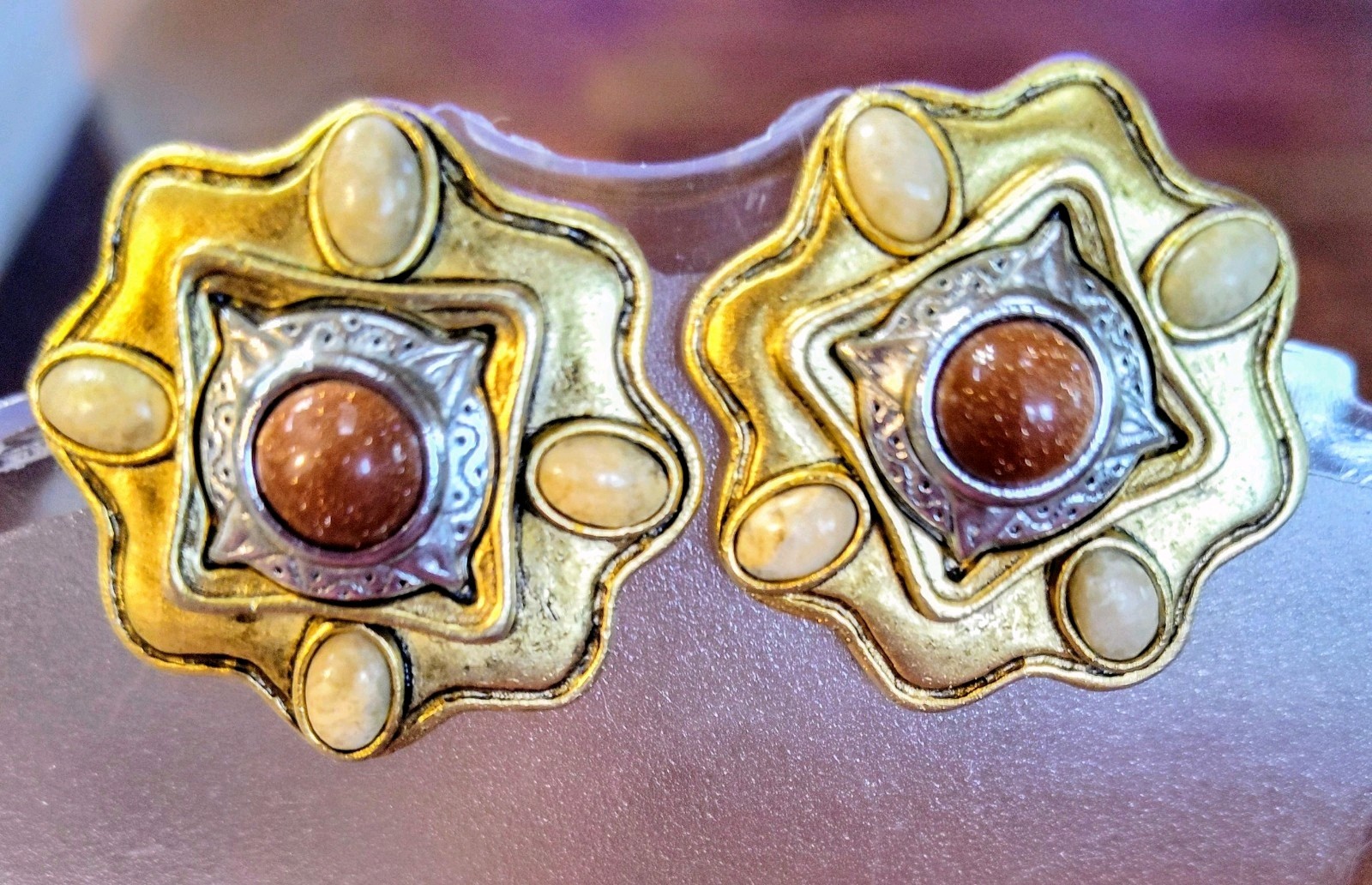 Authentic Signed Robert Rose Earrings Southwester… - image 1