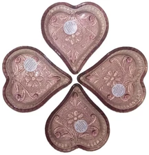 1 -Vintage Tiara Amethyst Purple Sandwich Glass Heart Nut Trinket Dish Ashtray