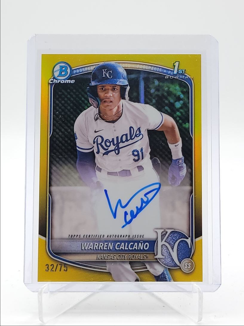 WARREN CALCANO 2025 BOWMAN CHROME 1ST YELLOW REFRACTOR AUTO /75 Q5966