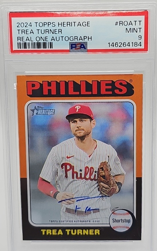 2024 Topps Heritage Trea Turner Real One Auto PSA 9 Philadelphia Phillies