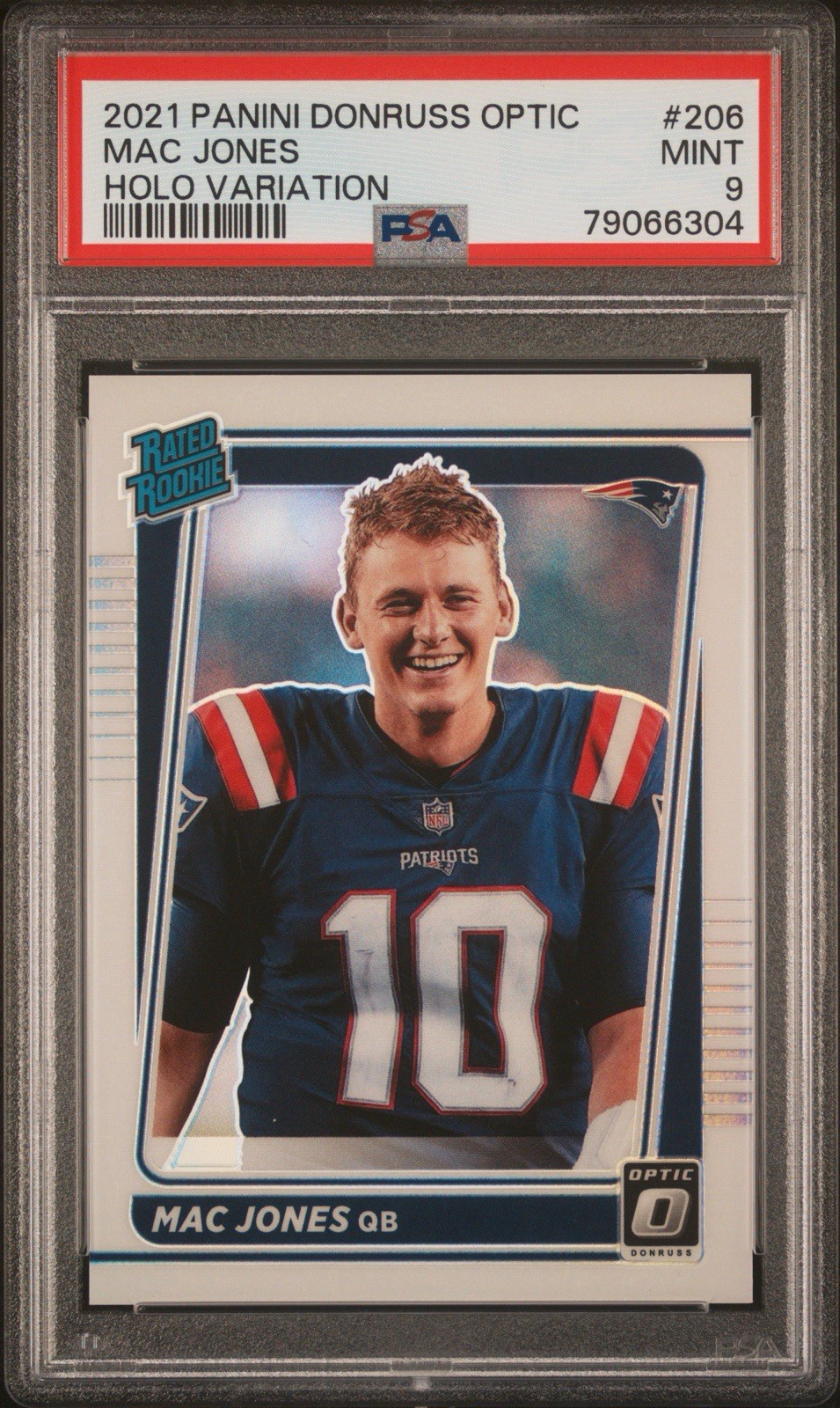 Mac Jones RC 2021 Panini Donruss Optic #206 Holo Variation PSA 9 Graded