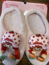 Strawberry Shortcake 3D Limbs Fuzzy Slide Slipper Women  s Size S/M