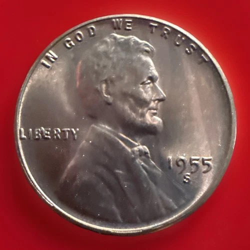 1955-S BIE Lincoln Wheat UNC BU Red - Error Variety - 1319