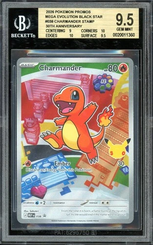 Pokemon ME: First Partner Series #038 Charmander 30th Anniversary BGS 9.5 GEM ++