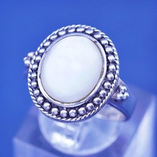 Size 8, vintage Sterling silver handmade ring, 925 band with moonstone beads