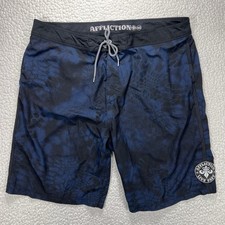 Vintage Affliction Board Shorts 42 Blue Black MMA Surf Swimwear Live Fast
