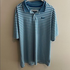 Men s Nike Dri Fit Embroidered Polo Blue Stripes. Size XL