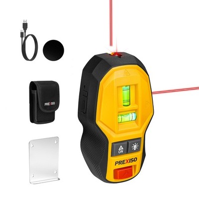 PREXISO 2-in-1 Magnetic Stud Finder with Laser Level, Multi Black & Yellow