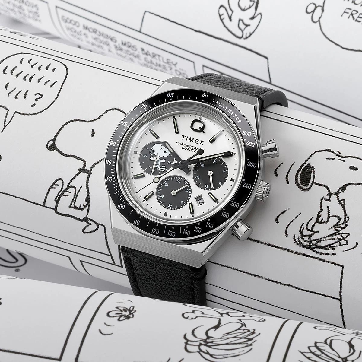 Q Timex Chronograph x Peanuts Snoopy 40mm Watch TW2W68900 for sale 