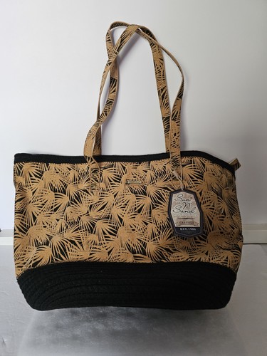 SUN N SAND BEACH BAG Palms Brown and Black TOTE BAG NWT