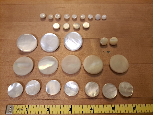 Lot of 30 Mother of Pearl Shell Buttons Shank Antique Various Sizes, Sets, Pair