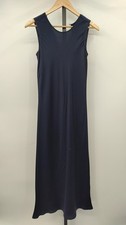 Quince Women Washable Stretch Silk Tank Midi Dress Navy Basic Sleeved S