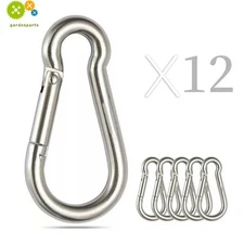 264 Lbs Spring Snap Hook Carabiner Clips, Set Of 12 304 Stainless Steel