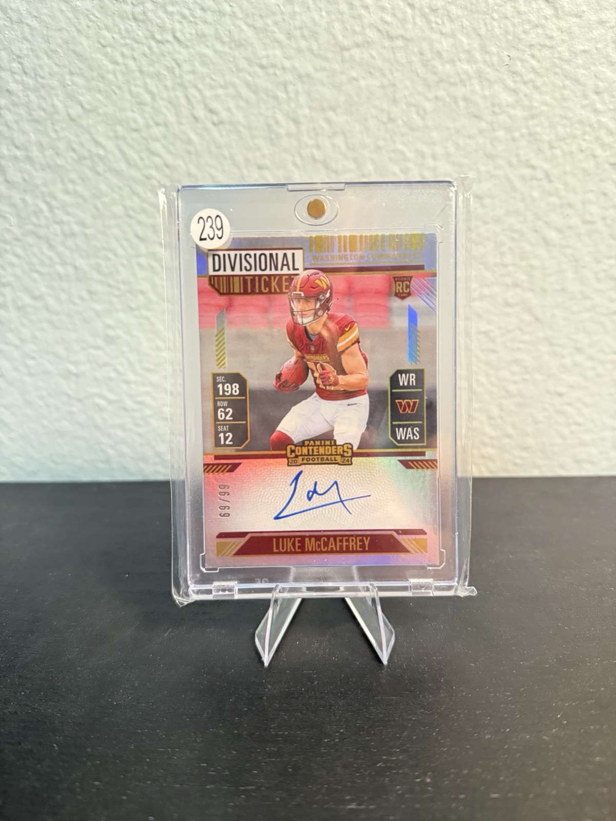 2024 Panini Contenders Rookie Ticket Luke McCaffrey Divisional Ticket Auto /99