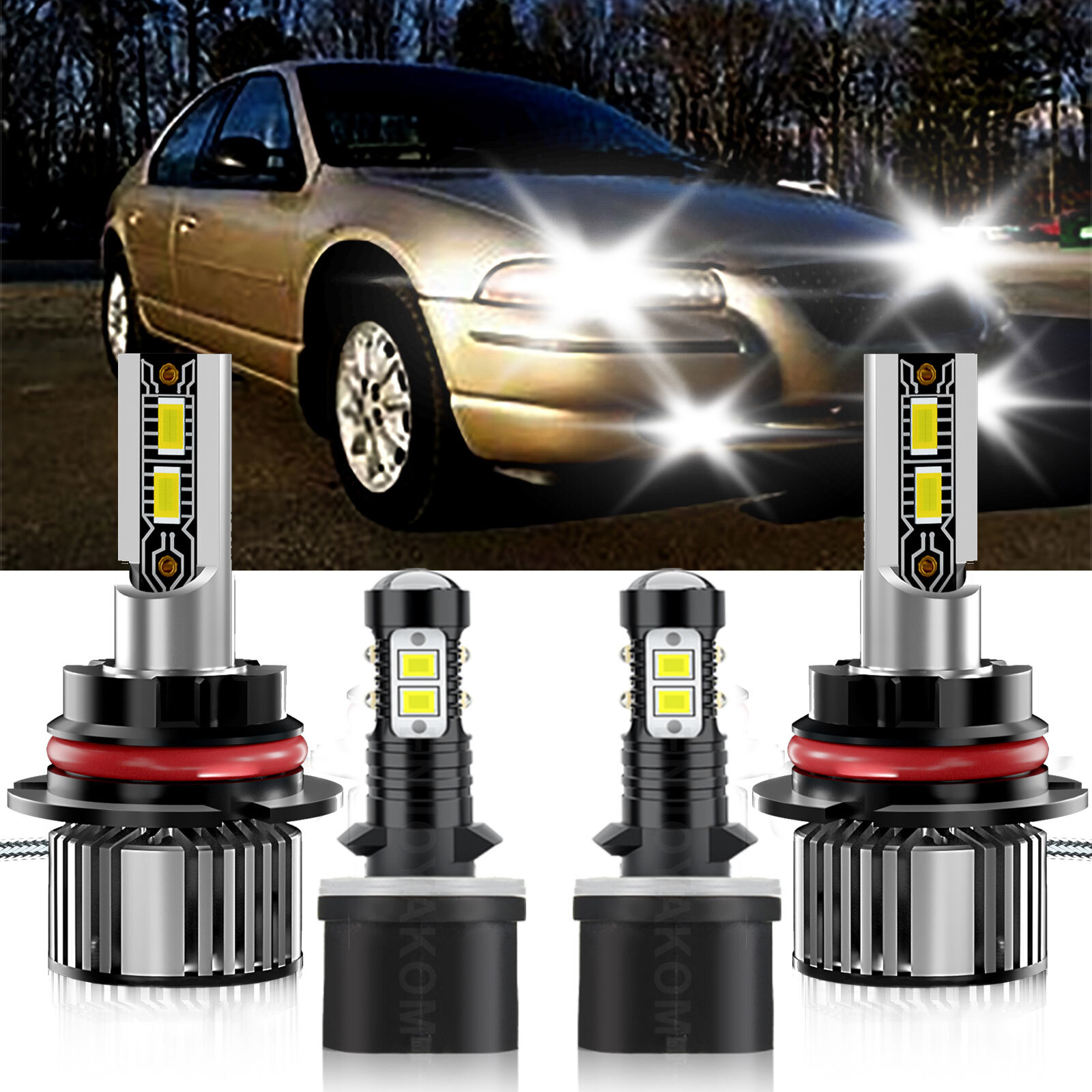 Upgrade Your 2005-2006 Chrysler Cirrus with 6500K White LED Headlight and Fog Light Bulb Combo Kit