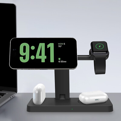 Wireless Charger 4 in 1 Charging Station For Watch S10/S9 iPhone 16 Pro 15 14 13