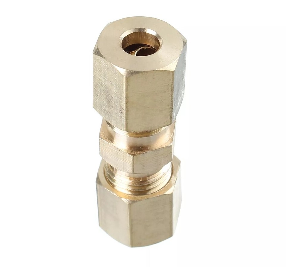 (5 PCS) Straight Brass Brake Line Compression Fitting Unions For OD