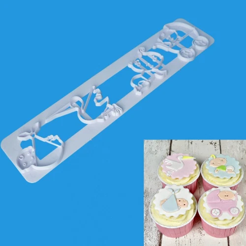 Ausstecher Baby Taufe Form Kuchen Torte Muffin Fondant Geburt Aufleger Storch - Bild 2 von 3