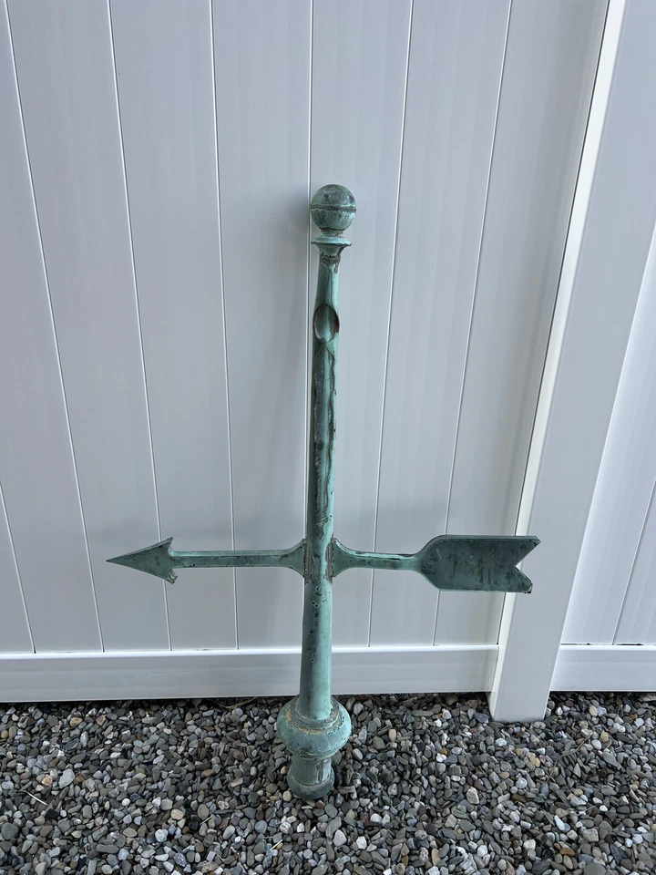 "Antigua veleta de metal vintage industrial de metal verde 47,5"" H jardín patio" Foto 3 de 4