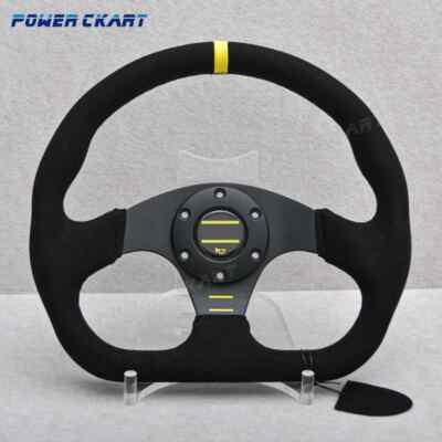 JDM D Shape Suede Leather Sim Sport Steering Wheel 13' Alloy Racing Drift