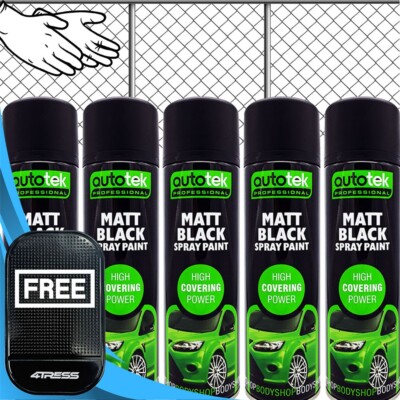 5x 500ml AUTOTEK MATT BLACK Metal Fence Grills Gate Spray Paint Cans GB500+G+M 